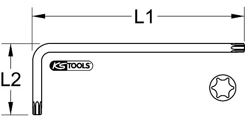 KS TOOLS Kugelkopf-Torx-Winkelstiftschlüssel, XL, T60, Türkis