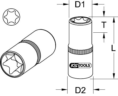 KS TOOLS 1/2" Torx-E-Stecknuss, E14