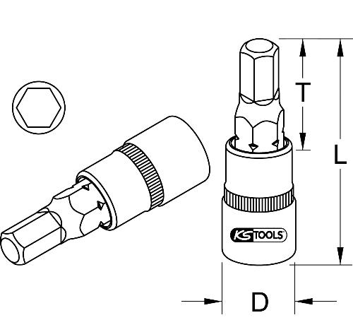 KS TOOLS 1/4" Bit-Stecknuss Innensechskant, 6mm