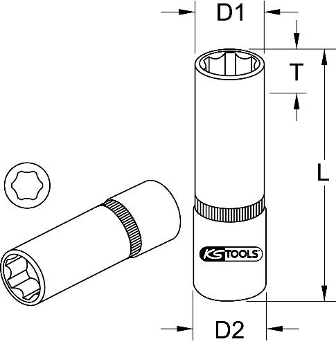 KS TOOLS 1/4" Sechskant-Stecknuss, lang, 4mm