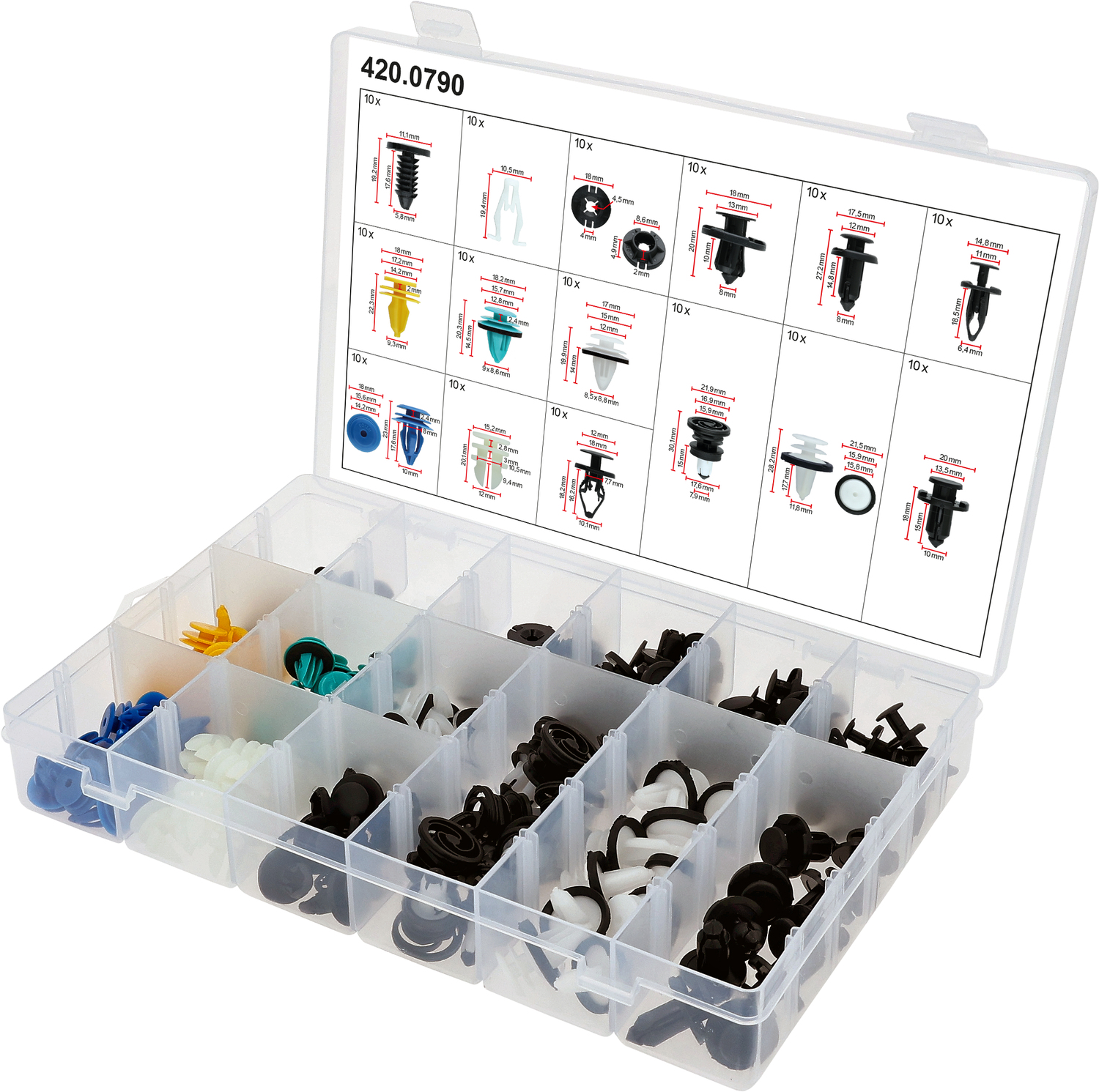 KS TOOLS Befestigungs-Clip-Satz für Tesla, 150-tlg