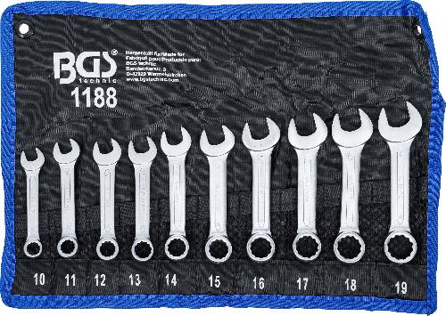 BGS Maul-Ringschlüssel-Satz | extra kurz | SW 10 - 19 mm | 10-tlg.