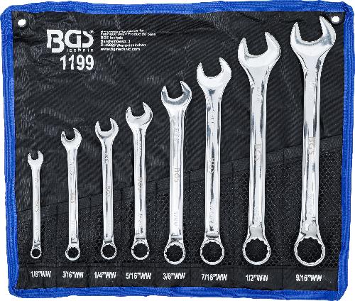 BGS Maul-Ringschlüssel-Satz | Zollgrößen | SW 1/8" - 9/16" Withworth | 8-tlg.