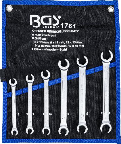 BGS Offener Doppel-Ringschlüssel-Satz | SW 8 x 10 - 17 x 19 mm | 6-tlg.