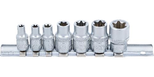 BGS Steckschlüssel-Einsatz-Satz E-Profil | Antrieb Innenvierkant 6,3 mm (1/4") / 10 mm (3/8") | SW E6 - E16 | 7 tlg.