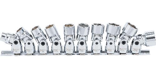 BGS Kardangelenk-Einsatz-Satz Sechskant | Antrieb Innenvierkant 10 mm (3/8") | SW 10 - 19 mm | 10-tlg.