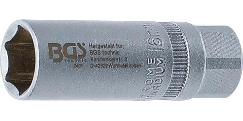 BGS Zündkerzen-Einsatz Sechskant | Antrieb Innenvierkant 12,5 mm (1/2") | SW 16 mm