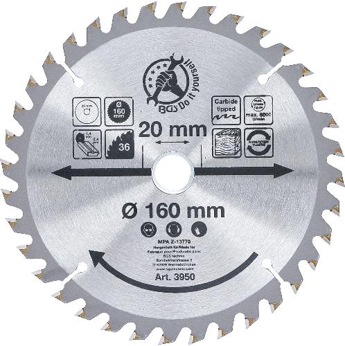 BGS Do It Yourself Hartmetall-Kreissägeblatt | Ø 160 x 20 x 2,4 mm | 36 Zähne