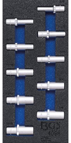 BGS Werkstattwageneinlage 1/3: Steckschlüssel-Einsätze Sechskant | 12,5 mm (1/2") | in Zollgrößen | tief | 10-tlg.