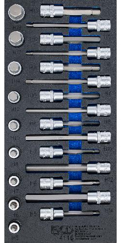 BGS Werkstattwageneinlage 1/3: Bit-Einsatz-Satz | Antrieb Innenvierkant 12,5 mm (1/2") | Innensechskant | 24-tlg.