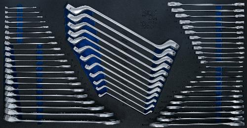 BGS Werkstattwageneinlage XL: Maul-Ringschlüssel / Doppel-Ringschlüssel / Doppel-Maul- und Ratschenring-Maulschlüssel-Satz | 57-tlg.