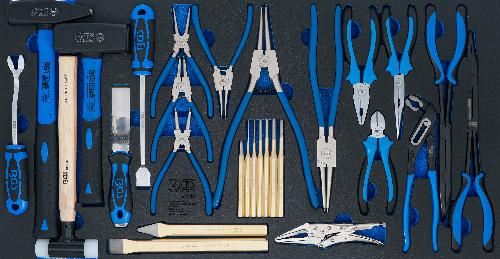 BGS Werkstattwageneinlage XL: Hammer-, Zangen- und Meißel-Satz | 28-tlg.