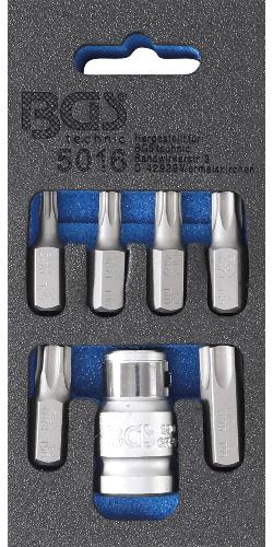 BGS Schraubendreher-Bit-Satz | Antrieb Außensechskant 10 mm (3/8") | T-Profil (für Torx) | 7-tlg.