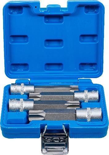 BGS Bit-Einsatz-Satz | Antrieb Innenvierkant 12,5 mm (1/2") | T-Profil (für Torx) mit Bohrung | 4-tlg.