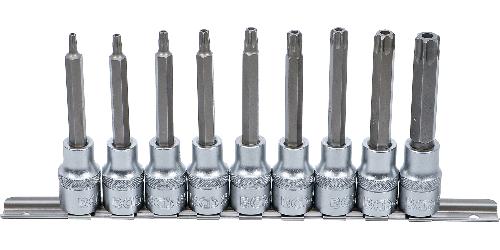 BGS Bit-Einsatz-Satz | Antrieb Innenvierkant 12,5 mm (1/2") | T-Profil (für Torx) mit Bohrung | 9-tlg.