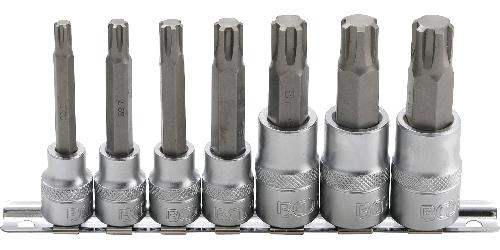BGS Bit-Einsatz-Satz | Antrieb Innenvierkant 10 mm (3/8") / 12,5 mm (1/2") | Keil-Profil (für RIBE) M6 - M14 | 7-tlg.