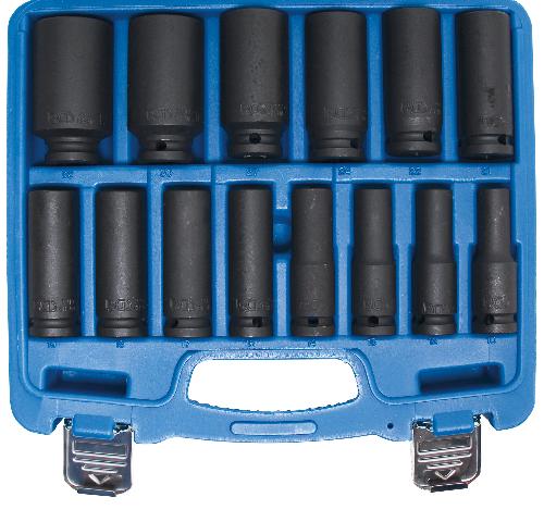 BGS Kraft-Steckschlüssel-Einsatz-Satz Sechskant | Antrieb Innenvierkant 12,5 mm (1/2") | SW 10 - 32 mm | 14-tlg.