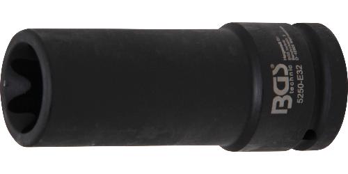 BGS Kraft-Steckschlüssel-Einsatz E-Profil, tief | Antrieb Innenvierkant 20 mm (3/4") | SW E32