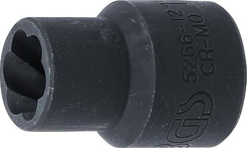 BGS Spiral-Profil-Steckschlüssel-Einsatz / Schraubenausdreher | Antrieb Innenvierkant 12,5 mm (1/2") | SW 12 mm