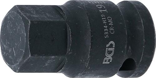 BGS Kraft-Bit-Einsatz | Länge 42 mm | Antrieb Innenvierkant 12,5 mm (1/2") | Innensechskant 19 mm