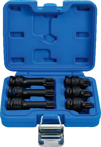 BGS Kraft-Bit-Einsatz-Satz | Antrieb Innenvierkant 12,5 mm (1/2") | Innenvielzahn (für XZN) M14 - M18 | 6-tlg.