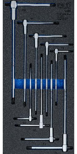 BGS Werkstattwageneinlage 1/3: Schraubendreher-Satz mit T-Gleitgriff | T-Profil (für Torx) | T10 - T50 | 9-tlg.