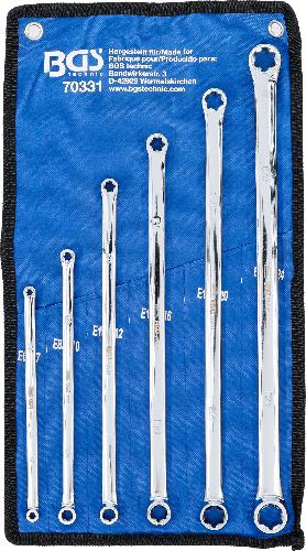 BGS Doppel-Ringschlüssel-Satz mit E-Profil-Ringköpfen | extra lang | SW E6 x E7 - E22 x E24 | 6-tlg.