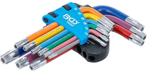 BGS Winkelschlüssel-Satz | Multicolour | kurz | T-Profil (für Torx) mit Bohrung T10 - T50 | 9-tlg.