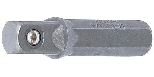BGS Bit-Knarren-Adapter | Außensechskant 6,3 mm (1/4") - Außenvierkant 6,3 mm (1/4") | 30 mm