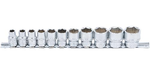 BGS Steckschlüssel-Einsatz-Satz, Sechskant | Antrieb Innenvierkant 10 mm (3/8") | SW 5/16" - 7/8" | 11-tlg.