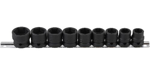 BGS Kraft-Steckschlüssel-Einsatz-Satz Sechskant, extra flach | Antrieb Innenvierkant 12,5 mm (1/2") | SW 13 - 24 mm | 9-tlg.