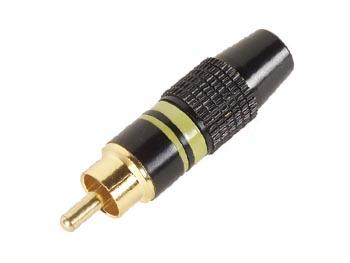 Any brand CINCH-STECKER - VERGOLDETE SPITZE - SCHWARZES GEHÄUSE - GELB