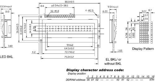 Any brand LCD 16X1 UNTENANSICHT REFLEKTIV
