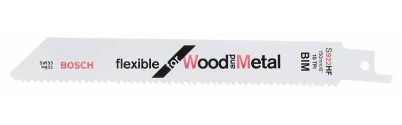 Bosch Säbelsägeblatt S 922 HF, Flexible for Wood and Metal, 5er-Pack