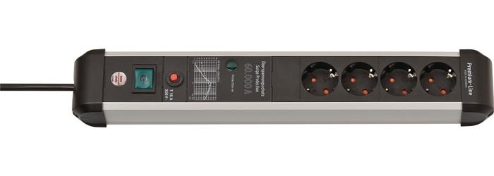 brennenstuhl Steckdosenleiste Premium-Protect-Line 16 A 230 V schwarz/silber Steckdosen 4 3 m PVC 1,5 mm²