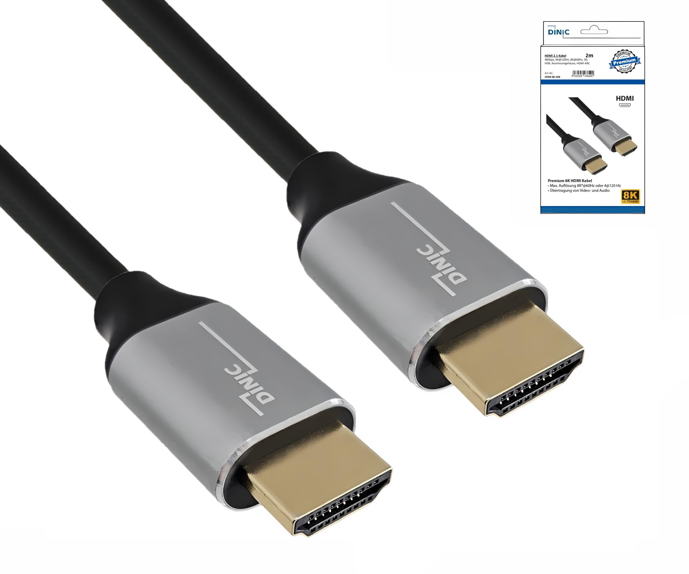DINIC HDMI 2.1 Kabel, 2x Stecker Aluminiumgehäuse