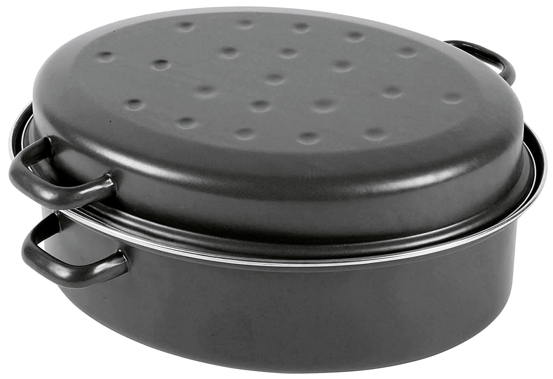 Karl Krüger Gänsebräter oval 4,5 l Ø34cm emailliert schwarz matt