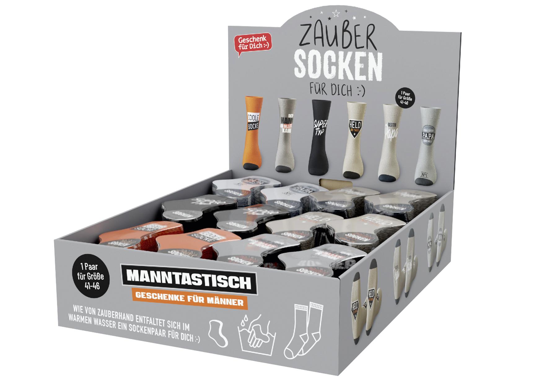 la vida Zaubersocken "Geschenk für Dich - Manntastisch" 24er Display 6-fach sortiert