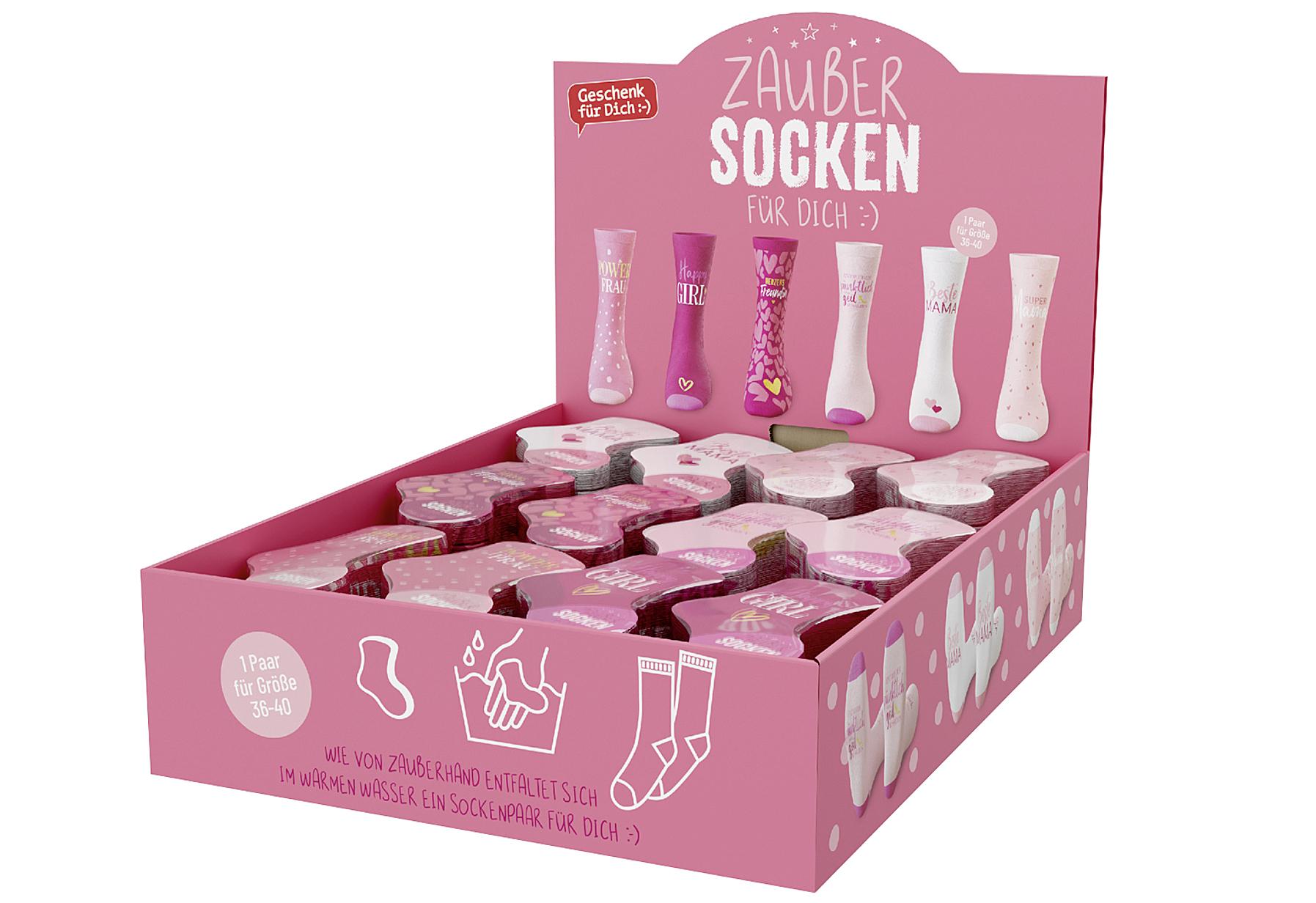 la vida Zaubersocken "Geschenk für Dich - Mädels" 24er Display 6-fach sortiert