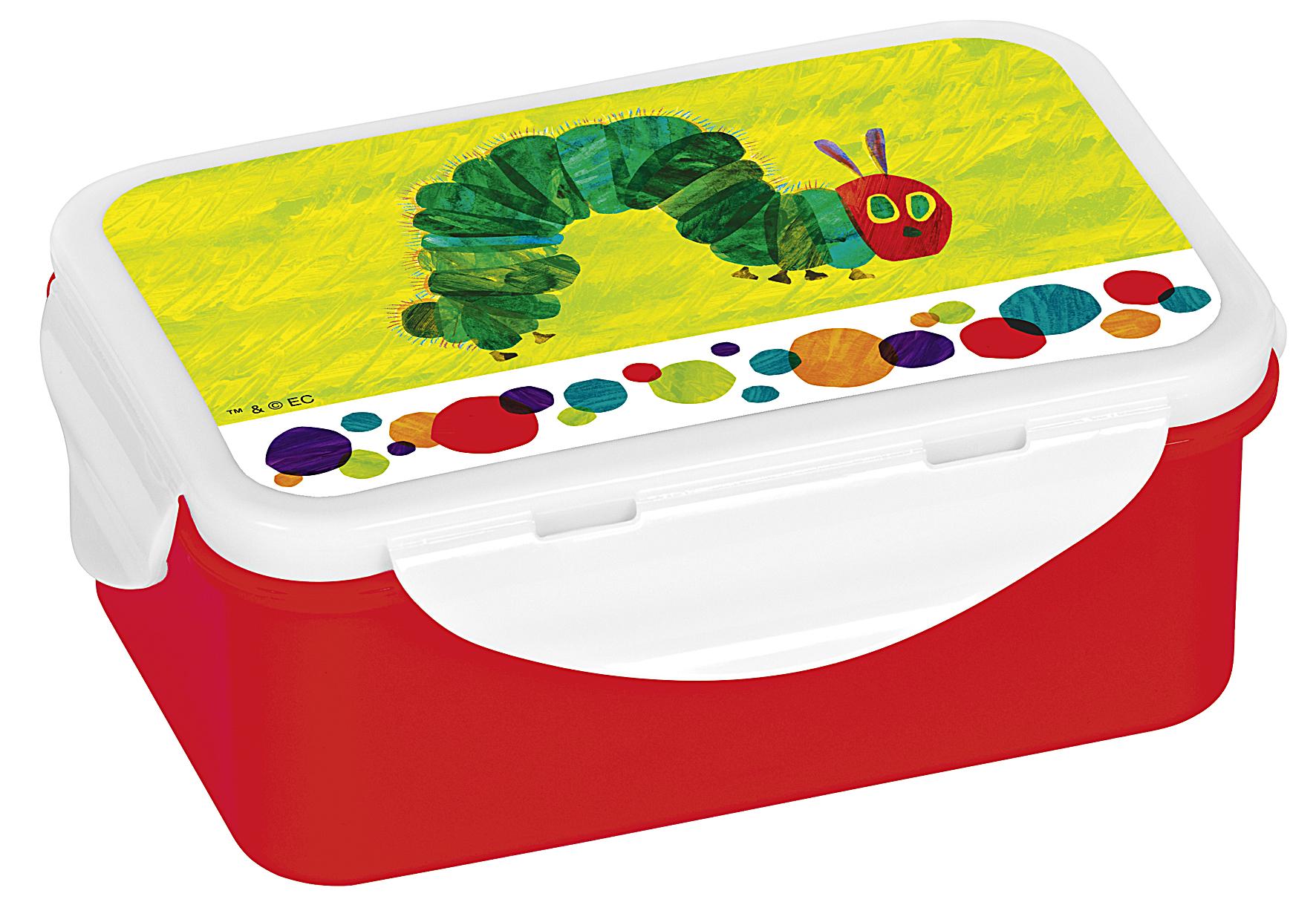 GEDA LABELS Brotdose Raupe Nimmersatt rot/grün