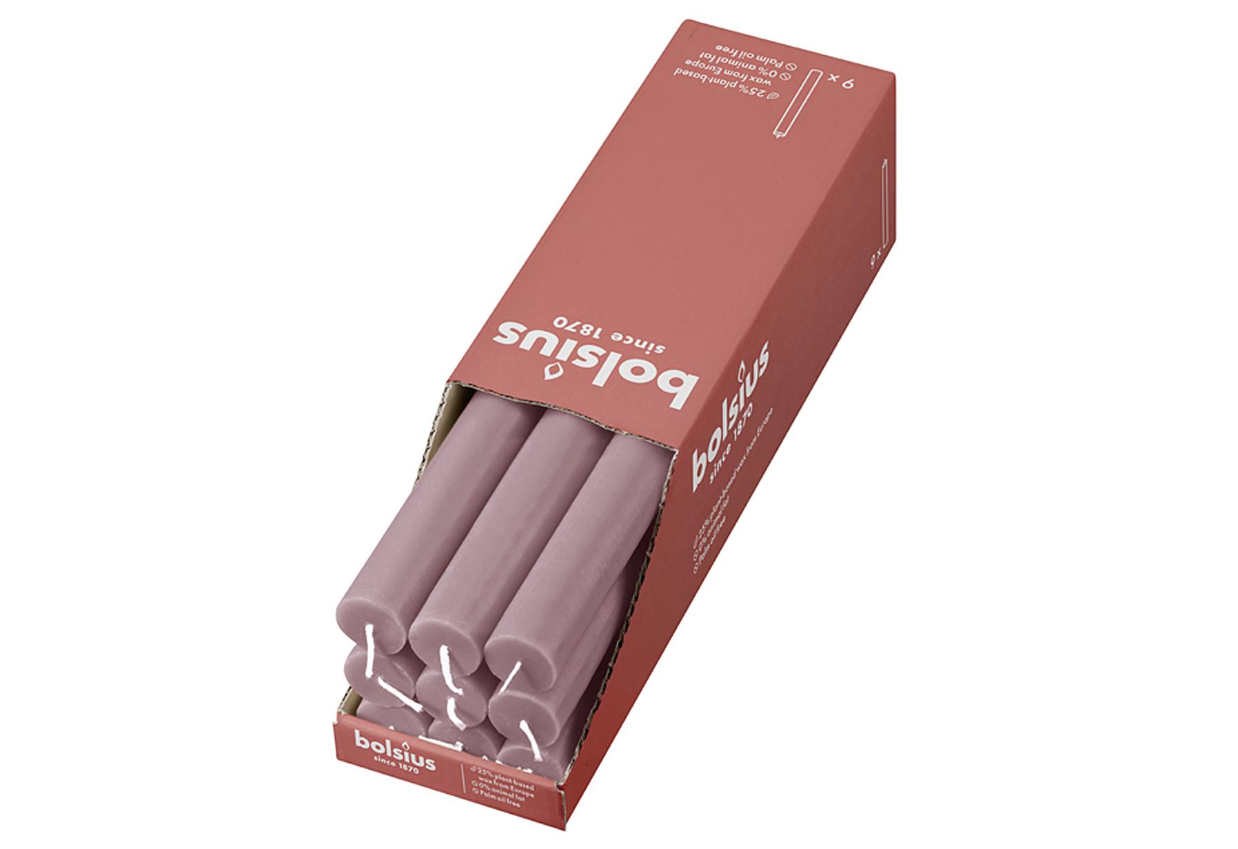 bolsius Leuchterkerzen "Rustik" 9er Karton