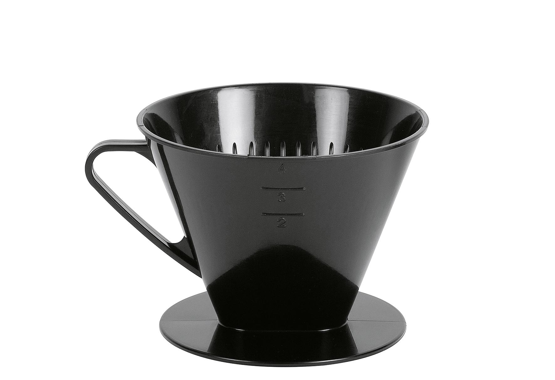 Wüllner & Kaiser Kaffeehandfilter 1x4 mit 2 Löchern schwarz
