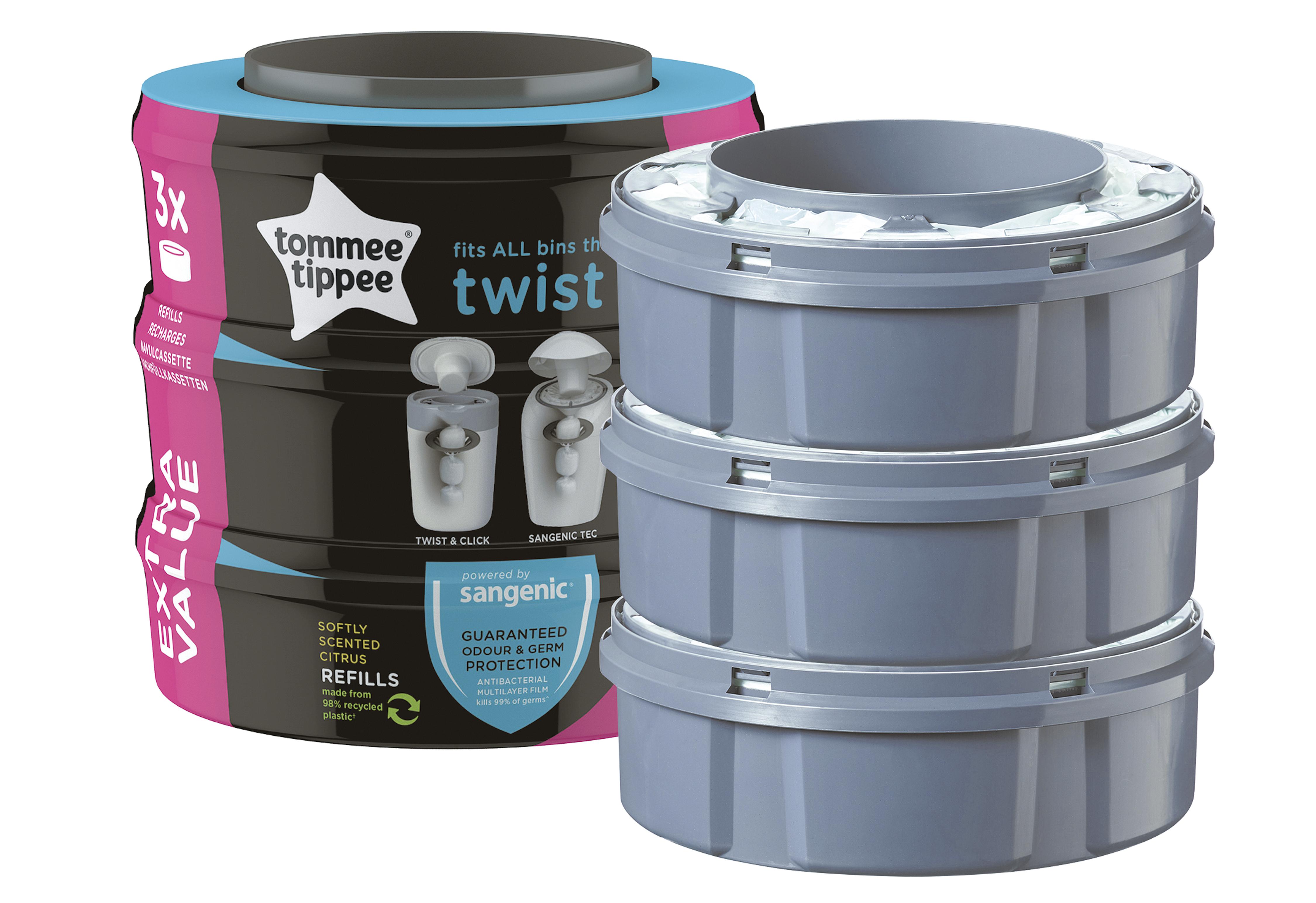 Tommee Tippee Nachfüllkassette Twist&Click + Sangenic Tec Windeleimer 3er Set