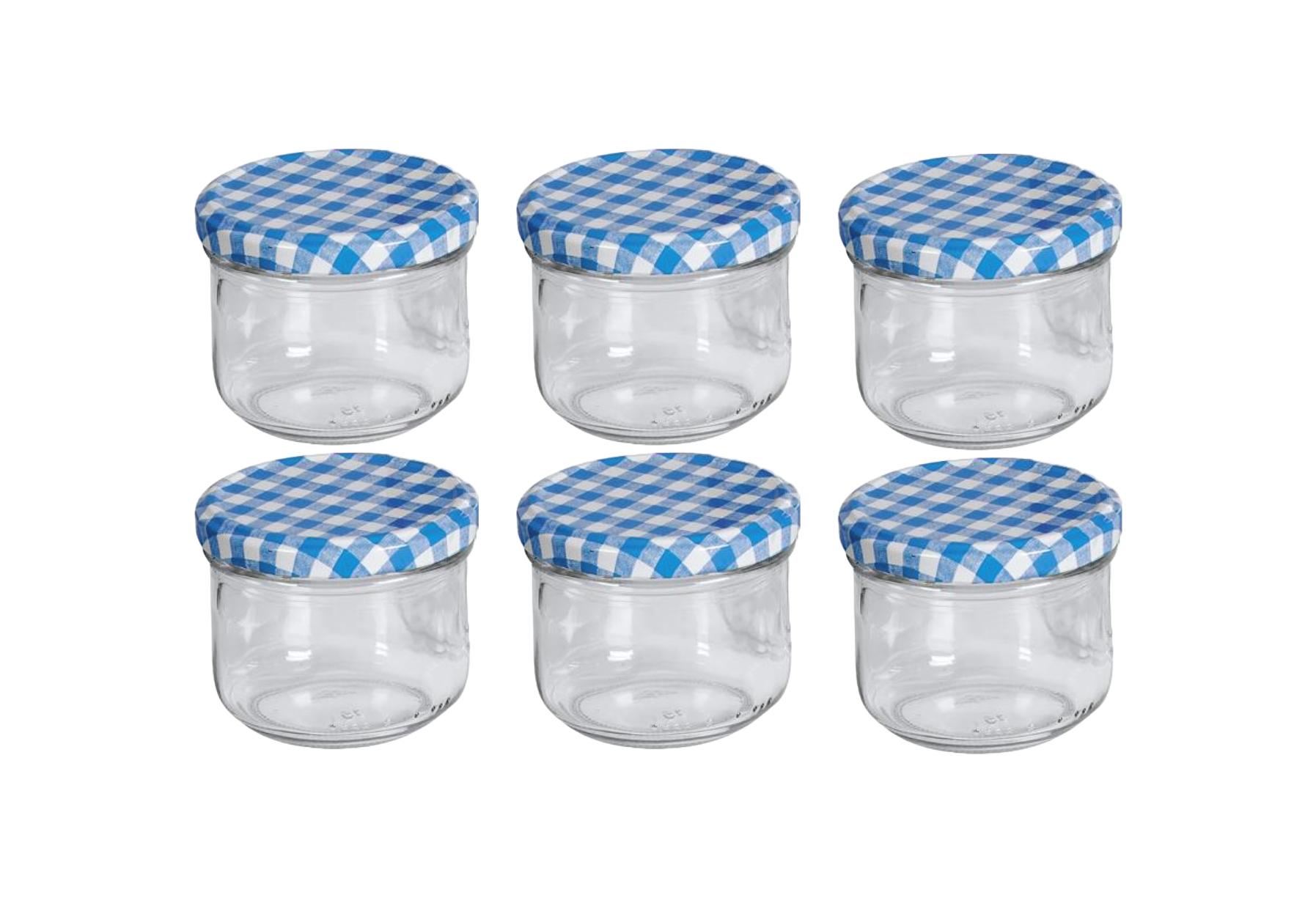 EmSy Schraubdeckelglas Sturz mit 82mm TO-Deckel kariert 250 ml 6er Pack