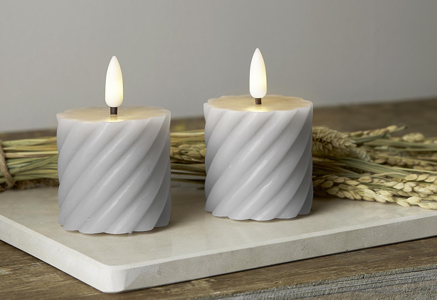 Star Trading LED-Echtwachs-Kerze "Flamme Swirl Votive" 2er Set