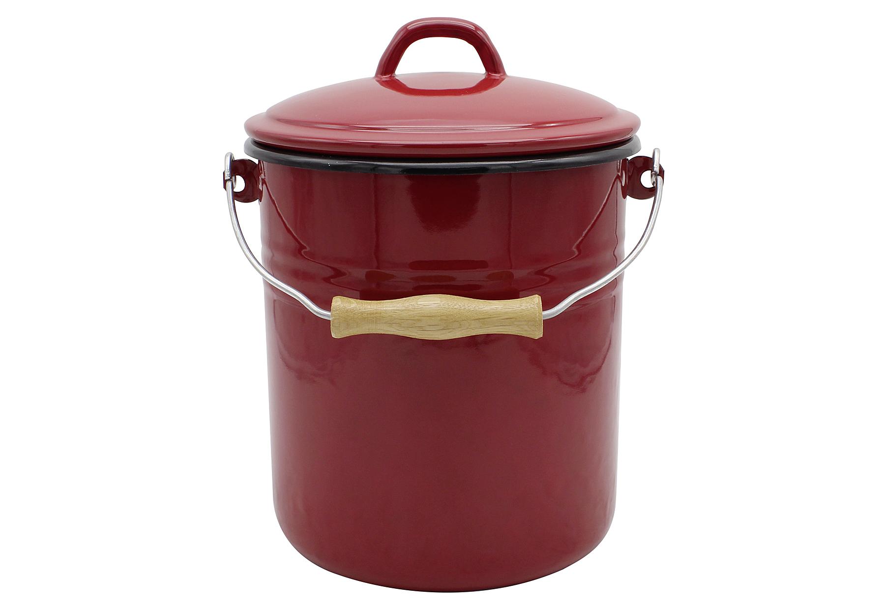 Karl Krüger Emaille Mülleimer mit Deckel