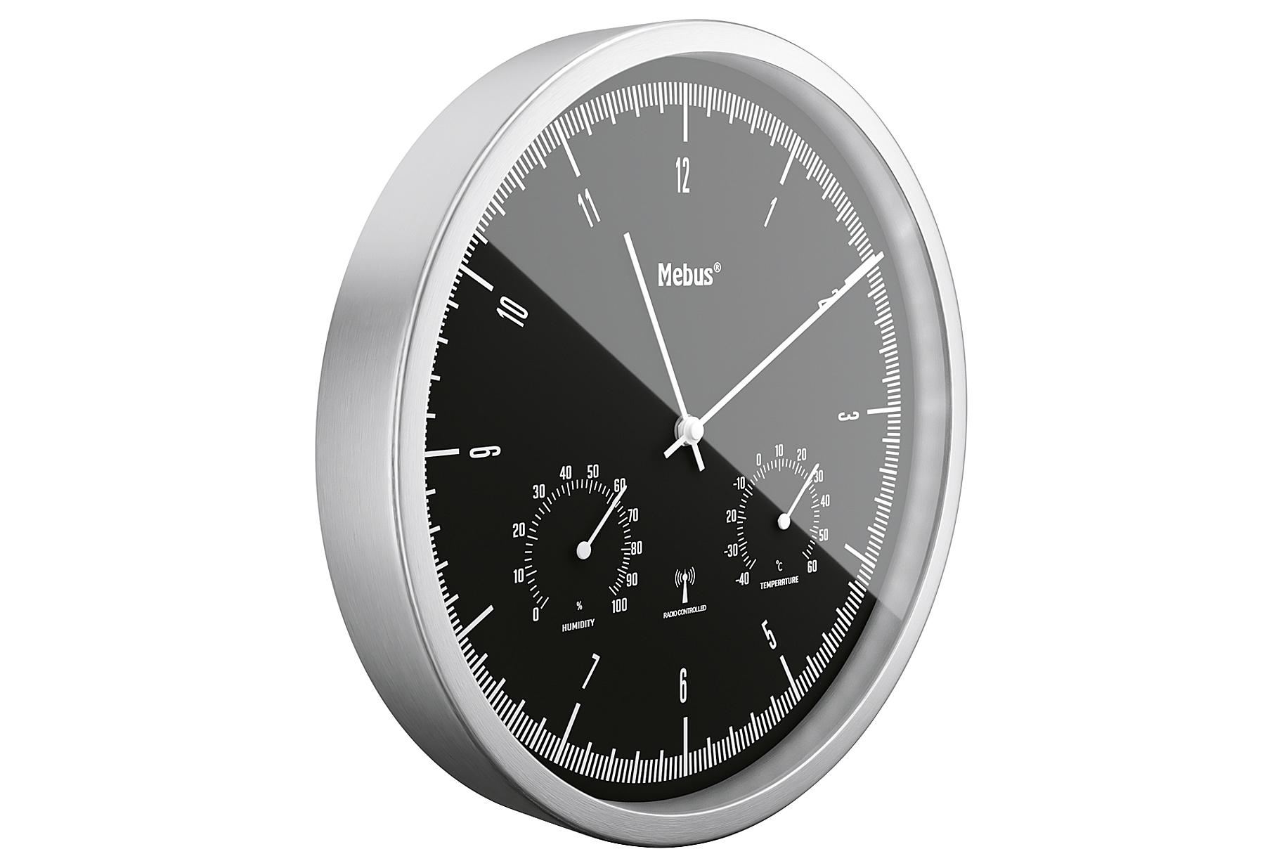 Mebus Funkwanduhr mit Thermo Hygrometer