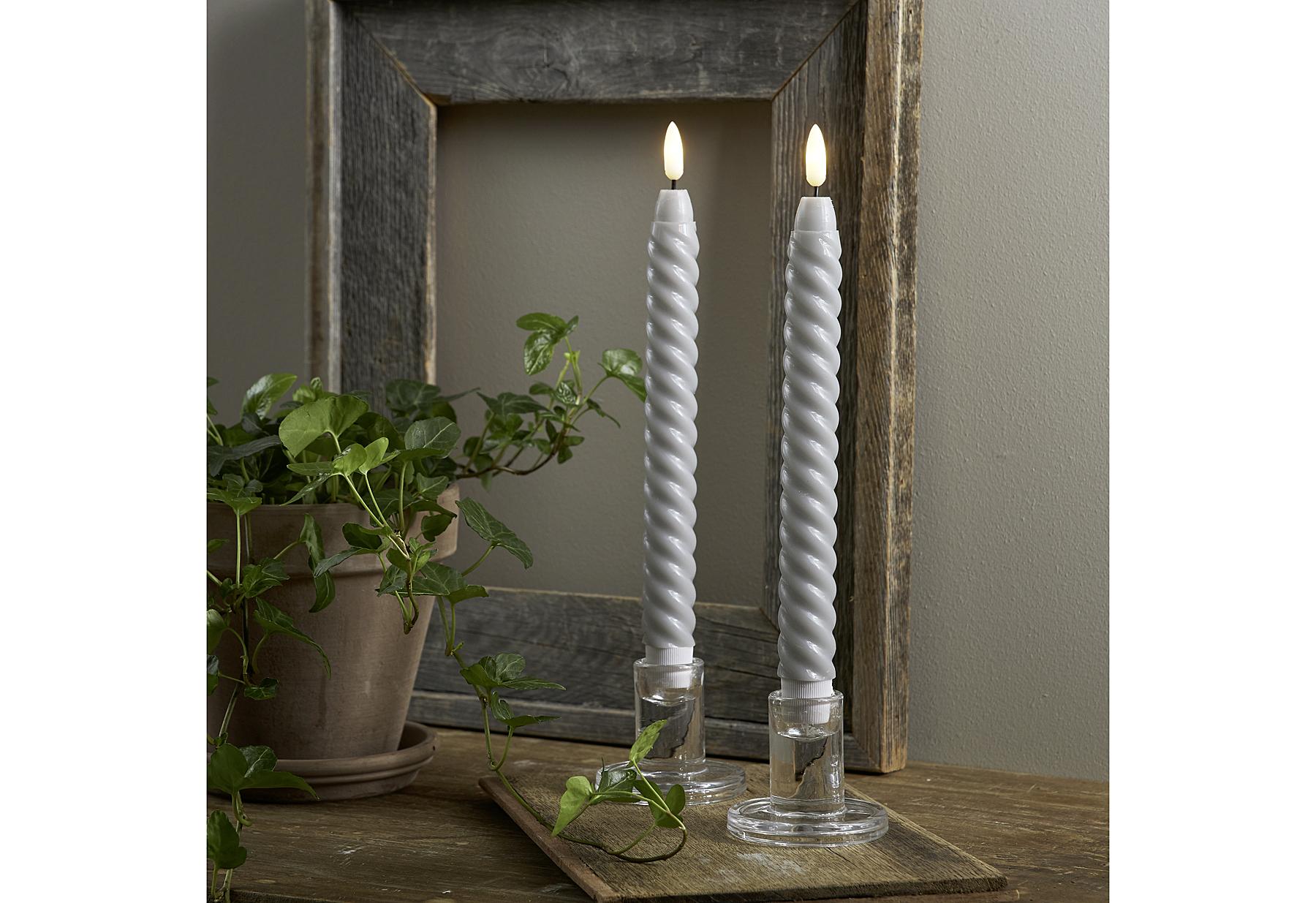 Star Trading LED-Echtwachs-Leuchterkerze "Flamme Swirl Antique" 2er Set