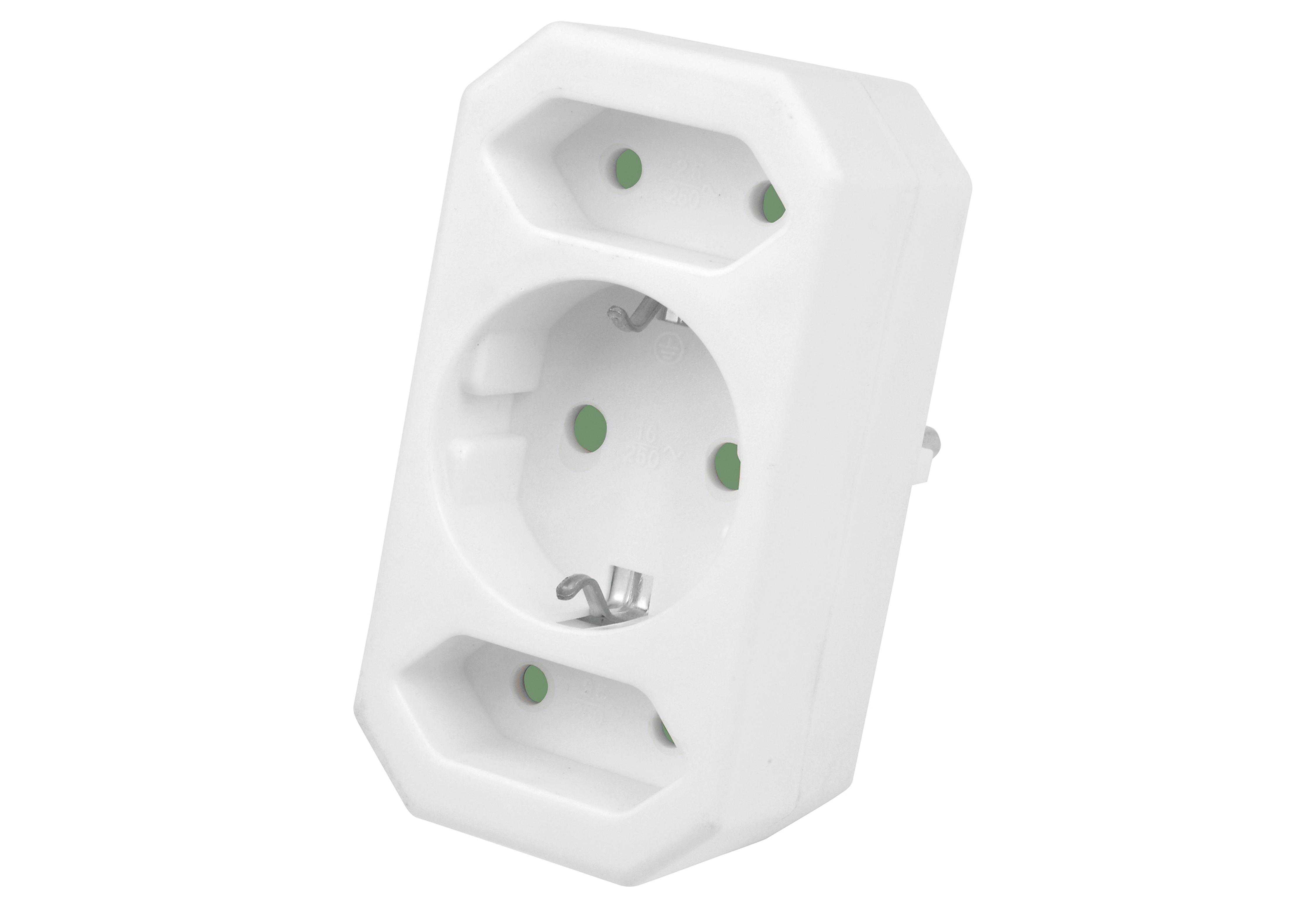 Heitech Steckdosenadapter 3fach 1Schu/2Euro