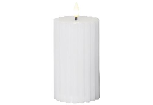 Star Trading LED Wachskerze Flamme Stripe Batterie Timer weiß 15x7,5cm